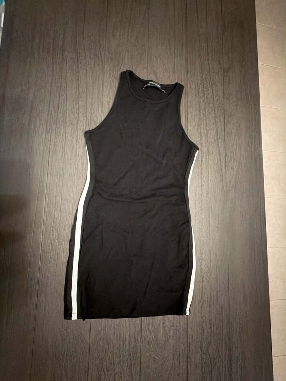 Urban Outfitters Black High Neck Mini Dress with Side Stripes